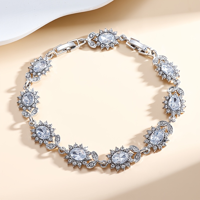 Women's Elegant Sunflower Cubic Zirconia Chain Bracelet