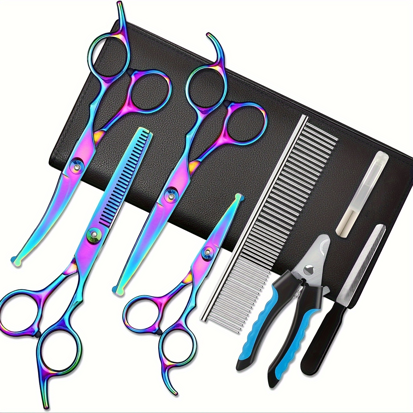

Dog Grooming Scissors, 8 In 1 Professional Dog Grooming Scissors Kit With Safety Round Tip, Titanium Coated Grooming Scissors For Dogs Cats Pets (gradient Purple)