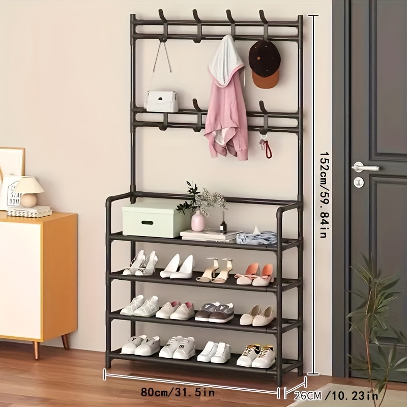 Free Standing Coat Rack Storage Shelves 8 Double Hooks - Temu Canada