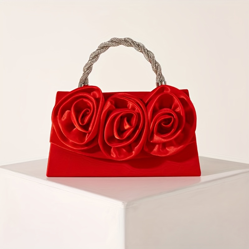 E-shop Elegante Satin-Handtasche mit abnehmbarem Schultergurt und magnetischer Verschlussfunktion - Luxus-Abendtasche aus Polyester für Hochzeiten,