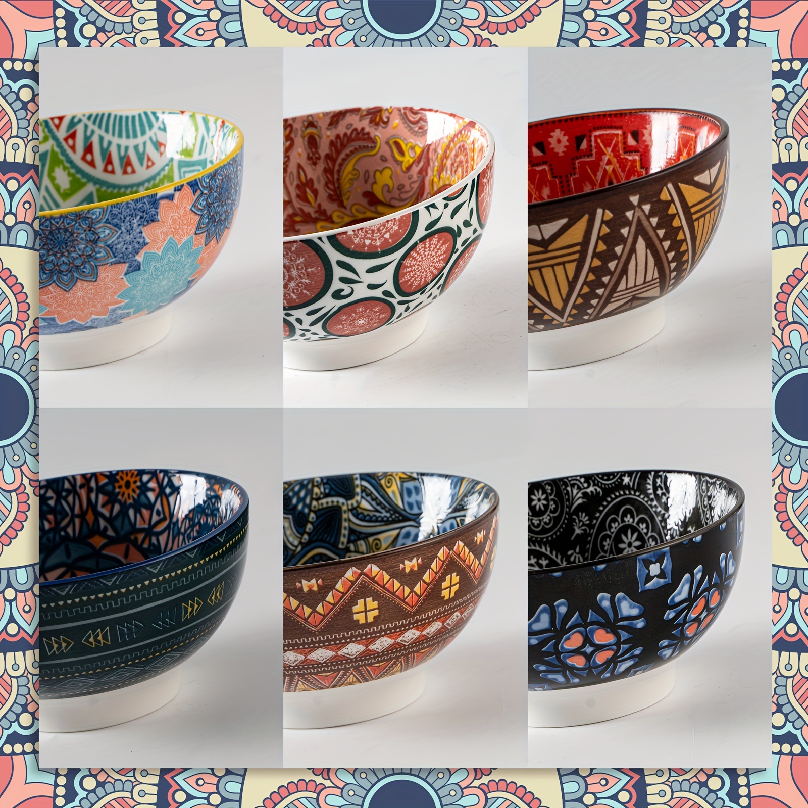 

Colorful Bowls Set Of 6, Porcelain Bowls For Cereal, Fruit, Ramen, Salad, Snack, Great Housewarming Gifts & Decorations, Microwave & Dishwasher Safe