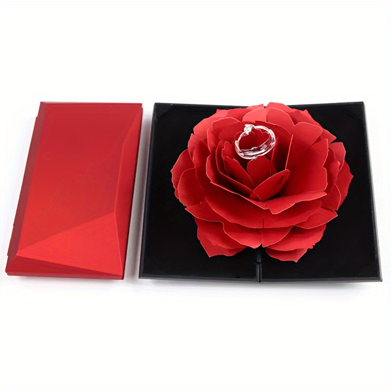 

1pc Classic Style Pop-up Rose Engagement Ring Box, Plastic Proposal & Wedding Ring Presentation Case, Perfect For Birthdays & Anniversaries