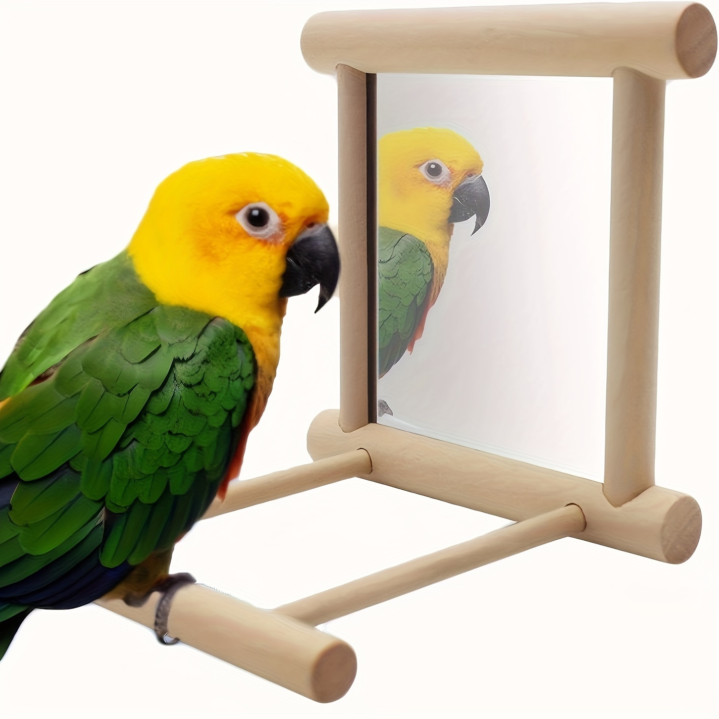 

Bird Mirror With Perch Stand, Wooden Parrot Toy Interactive Swing Hanging Play For Parakeet Budgies Finch Amazon