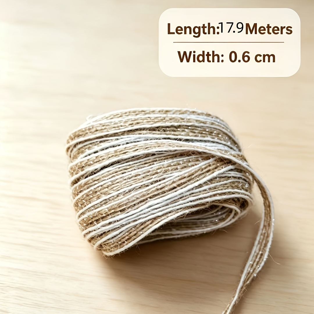TEMU [17.9M de Long] Ruban 0.6Cm de Large Ruban Épais Vintage Cadeau Fait Main Bouquet Mariage Décoration Intérieure Ruban, Convient pour Cadeau, de