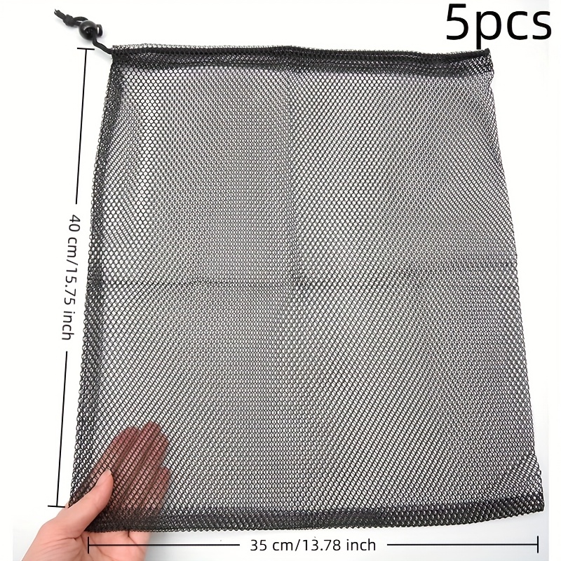 Mesh Drawstring Nylon Bags - 5pcs Camping Storage Nylon Net Pockets Drawstring Bags Small Bags Small Storage Bags - Durable Mesh Drawstring Bags Cord Lock Closure Net Laundry Mesh Bags, Laundry Bags