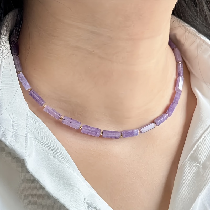 E-shop Natürlicher Amethyst Handgefertigte Perlen Einfacher Schmuck Halskette