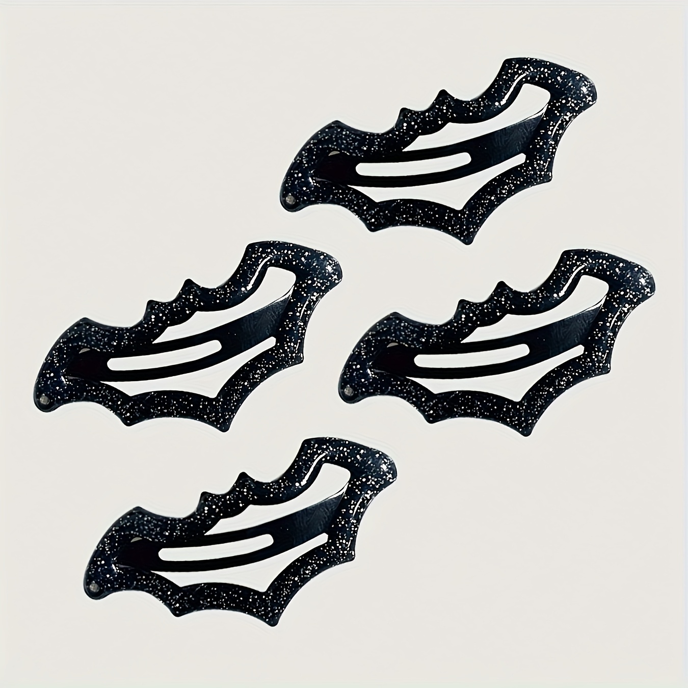 TEMU 4pcs Goth Dark Sparkle Bat Hair Pins - Alloy, Punk Style With Sequins, Halloween & Everyday Wear, Ideal Gift For Women, Everyday Hair Accessory | Halloween Themed | Alloy
