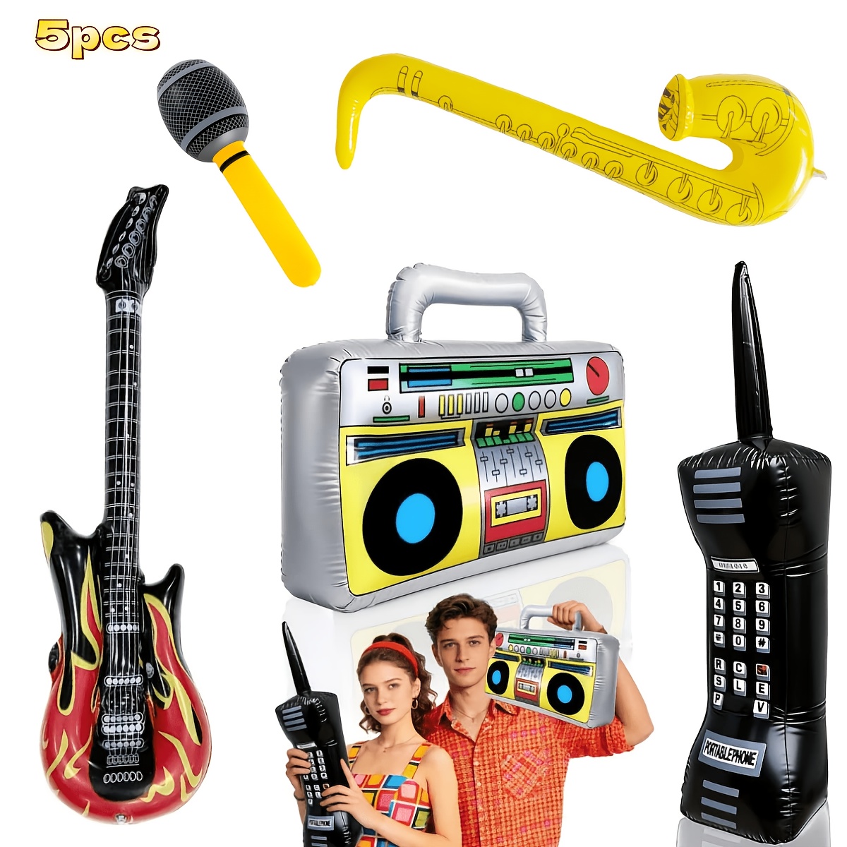 Image of Sungdogin 5pcs Inflatable Toy Set, 80s To 90s Party Decor, Theme Decor, Halloween And Christmas Home Decor