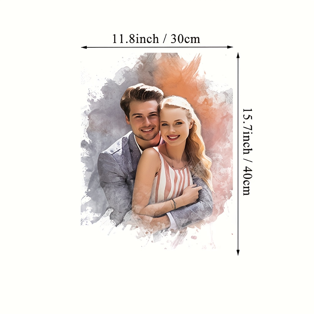 E-shop 2D Flach, 2D Flach, 1 Stück Benutzerdefiniertes Aquarell Stück Porträt Leinwand Poster - Personalisiertes Anpassbares Foto, Benutzerdefinierte