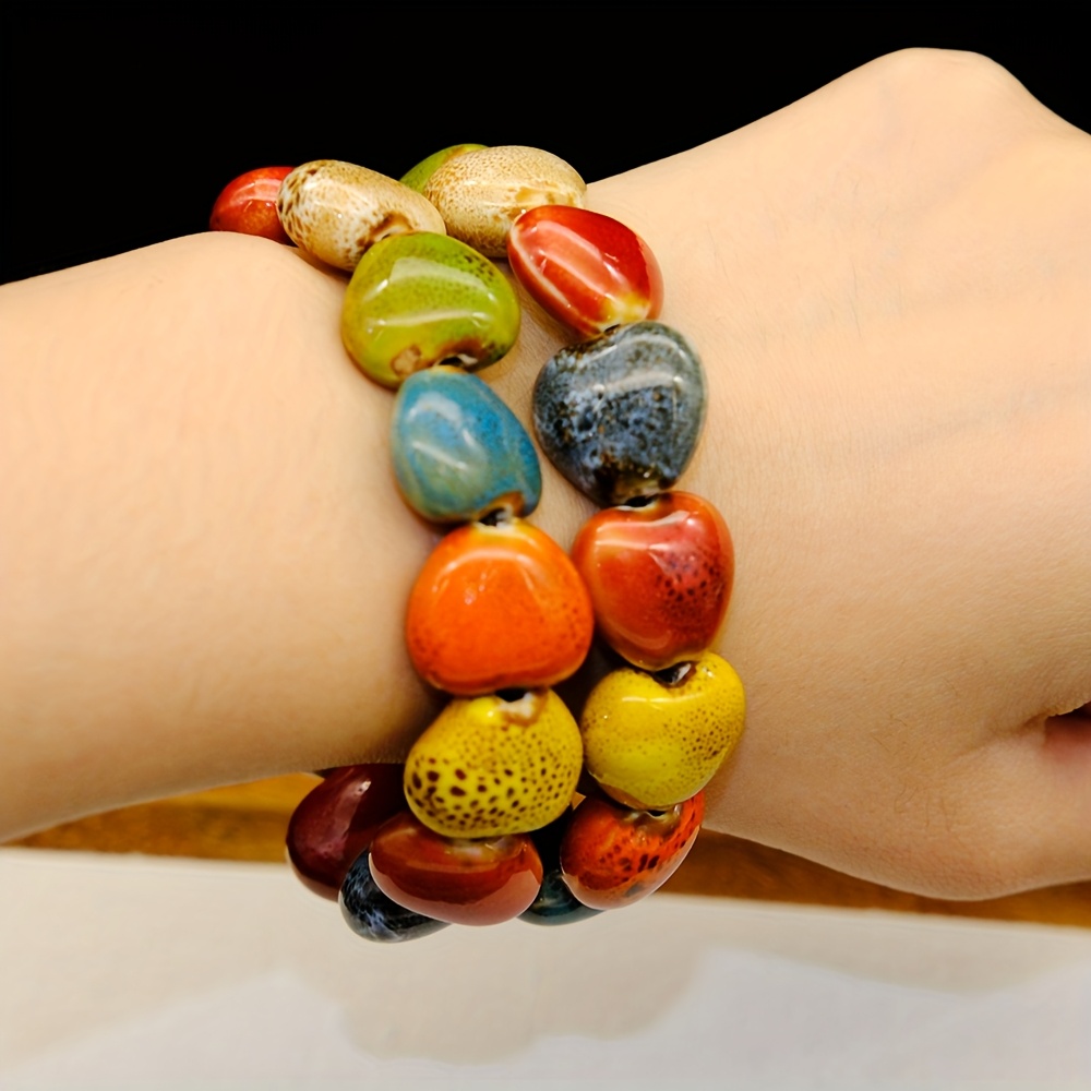 TEMU 2pcs Bohemian Ceramic Bracelet Set, Ideal For New Year Gifts, Birthday Presents, And Casual Attire, For Teenager