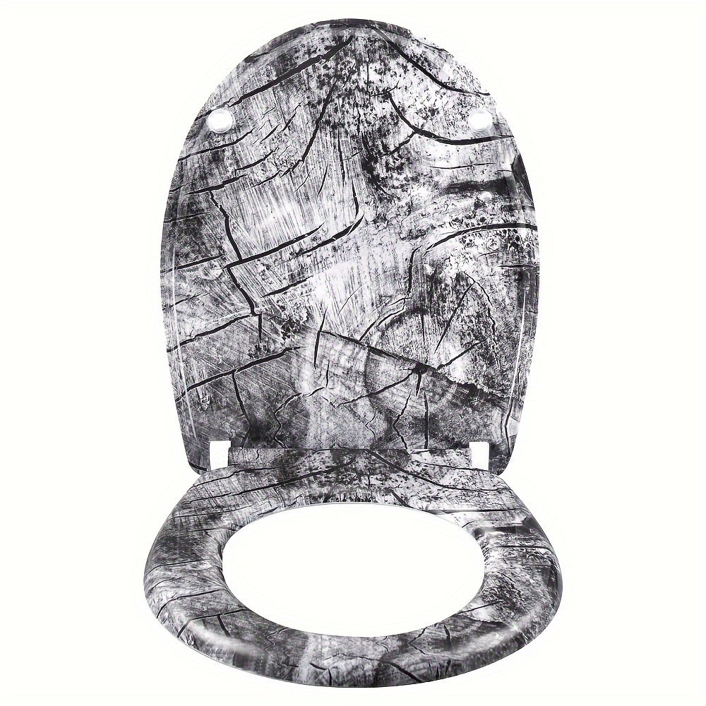 Image of 1pc Toilet Lid, Toilet Seat With Automatic Lowering, Toilet Lid Toilet Seat -release Function, O-shaped Toilet Seat With Motif, Installation , Load Capacity