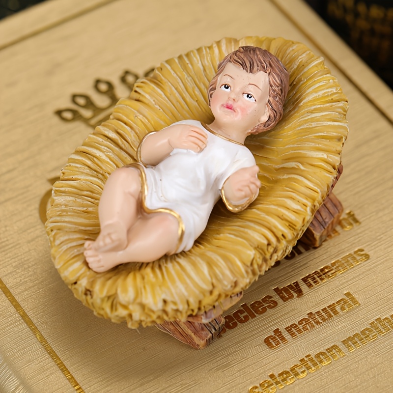 TEMU A Set Of 2pcs Featuring A Nativity Scene ' Birth Statue, From Resin. Decorative Gifts Are Suitable For Christmas, Easter, And Displays, Making