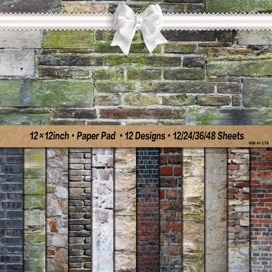 

Wall Paper Pad, 12x12 Inch Decorative Craft Paper, Art Pattern Paper For Scrapbooking, Card Making, Diy Projects, With 12/24/36/48 Sheets