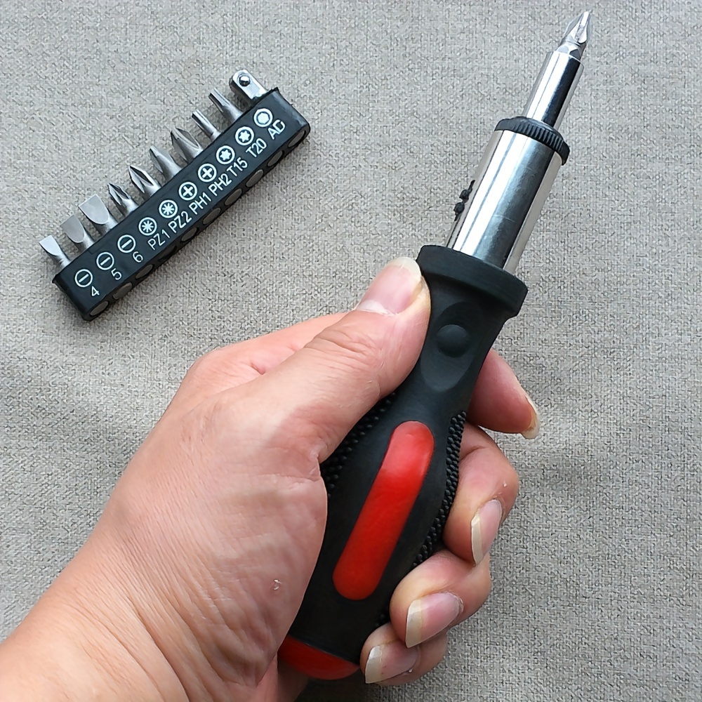 

Ratcheting Screwdriver Set With Folding Multifunctional Universal Handle, Steel Material, Black, No Assembly Required, Uncharged Power Mode, Without Battery.