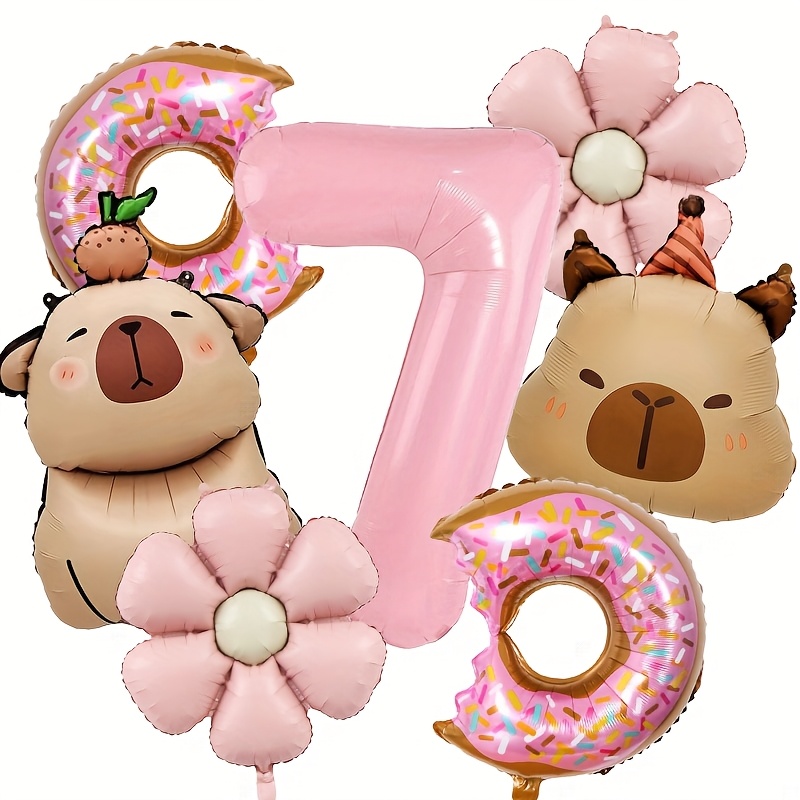 Image of Daisy Flower Balloon Kapibara Balloon Set Suitable For Birthday Party, Event Scene Decoration, Halloween Decorations, Christmas Decorations For Christmas, Halloween
