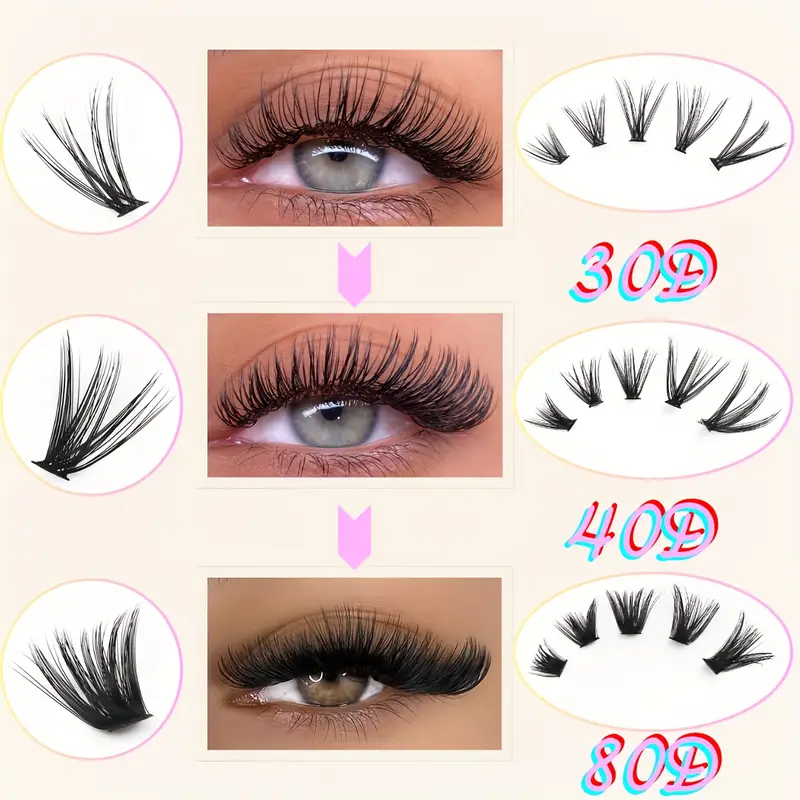 fengxiu eyelash 200 clusters 3d dd mixed lengths reusable diy self application d 10 16mm 0 05mm thickness natural extra thick styles multi pack beginner friendly assorted packaging individual cluster lashes for natural anime makeup looks details 1