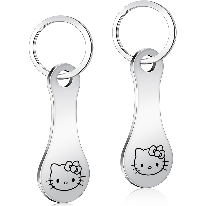1/2pcs Hello Kitty Shopping Cart Token Keychain, Backpack Pendant Keychain Shopping Cart Token