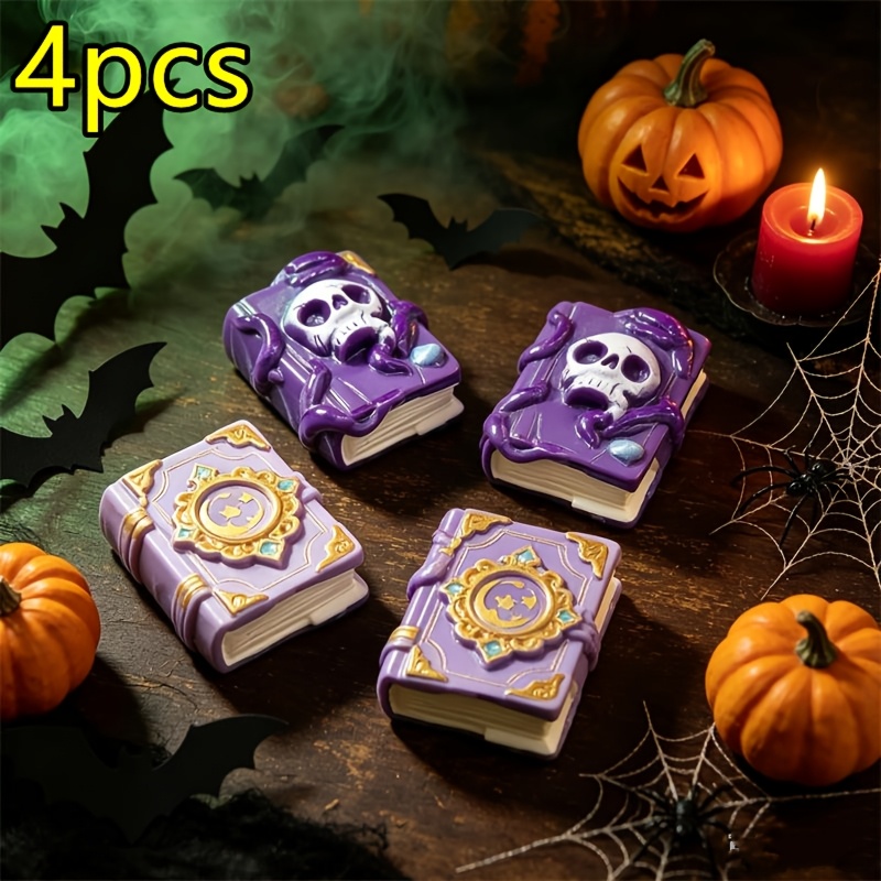 TEMU 4pcs Miniature Classical Magic Book Models, Star Miniature Landscape Book Ornaments, Pages, Dollhouse Study Scene Decor And Photography Props,