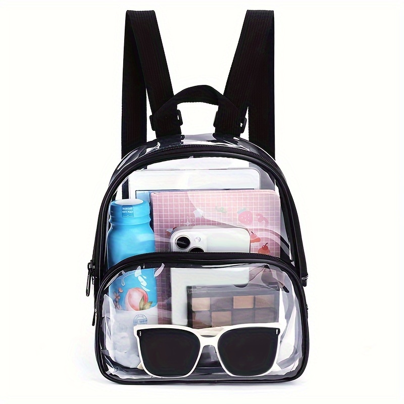 

1pc Simple Pvc Transparent Backpack, Fashion Versatile Jelly Backpack. Suitable For Outdoor Seaside Travel Storage Small Bag