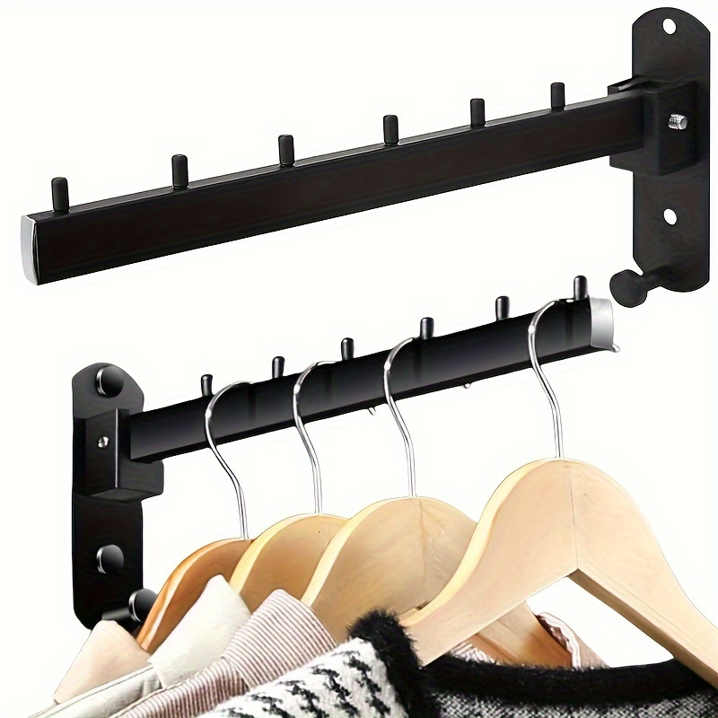 

1pc Stainless Steel Wall Mounted Clothes Hanger Rack, Swing Arm Heavy Duty Coat Hook Organizer For Bathroom, Bedroom, Laundry Room - Metal, Applicable Age Group 14+