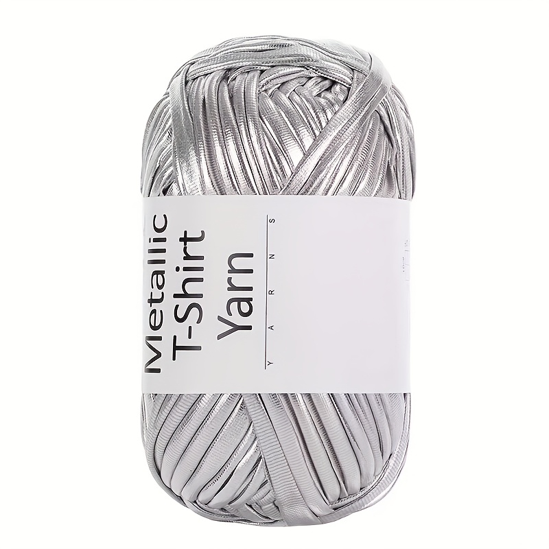 E-shop 1 Rolle 100G Metallic Gaze Garn T-Shirt Garn, 2Cm Breites Gewebtes Strickgarn, Hochelastisches Handstrickgarn, für Häkeln, Stricken und Stricken