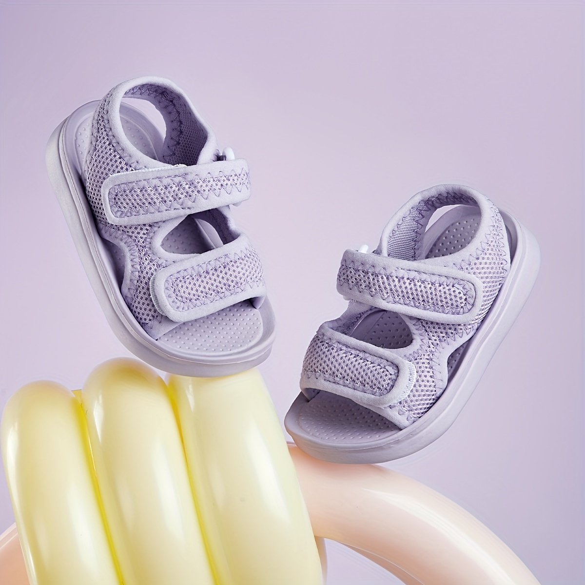 trendy cute solid color open toe sandals for girls breathable non slip sandals for outdoor beach details 1