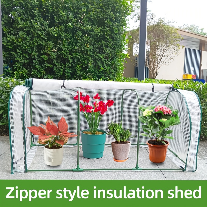 

Garden Greenhouse Kit, Metal & Plastic Frame, Frost Protection Cover, With Zipper-style Insulation Shed, For Succulents And Flowers, Winter Rainproof & Retaining Tent