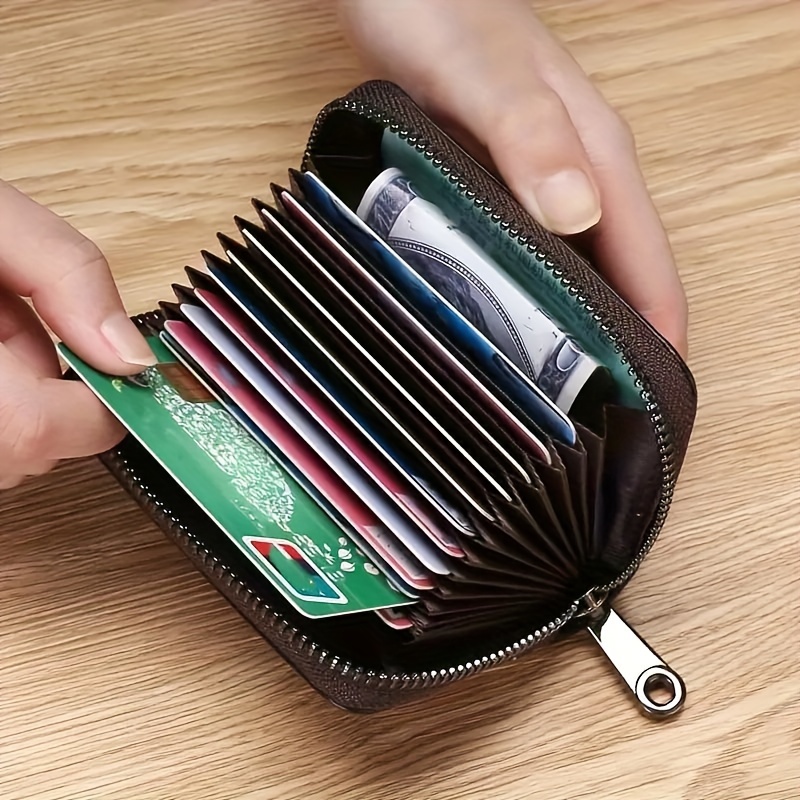 Sleek Men's Faux Leather Wallet - Casual Black Card Holder with Secure Zipper Coin Purse, Transparent Compartments for Credit & Debit Cards, Ideal Everyday Accessory