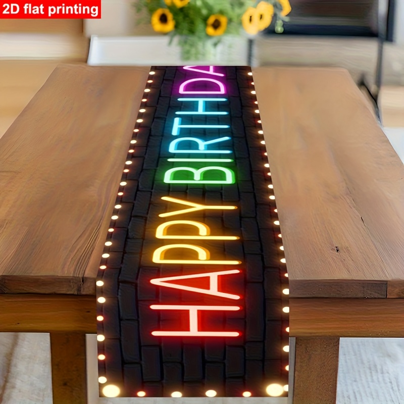 E-shop "Happy Birthday" Tischläufer, "Happy Birthday" Leuchtreklame, Rechteckige Tischdekoration, Familienfeier Küche Restaurant Dekoration