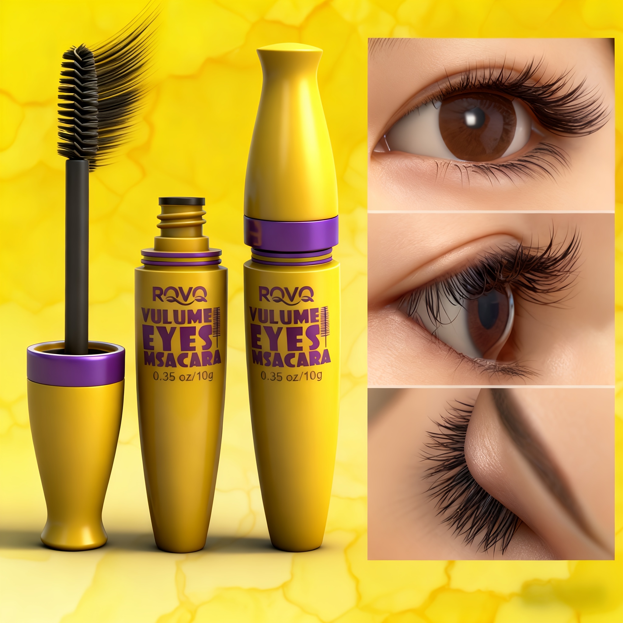 Cross-Border RQVQ Mascara - Non-Irritating, Non-Staining, Water-Resistant, Sweat-Proof, Thickening, Setting and Lengthening Eyelash Product