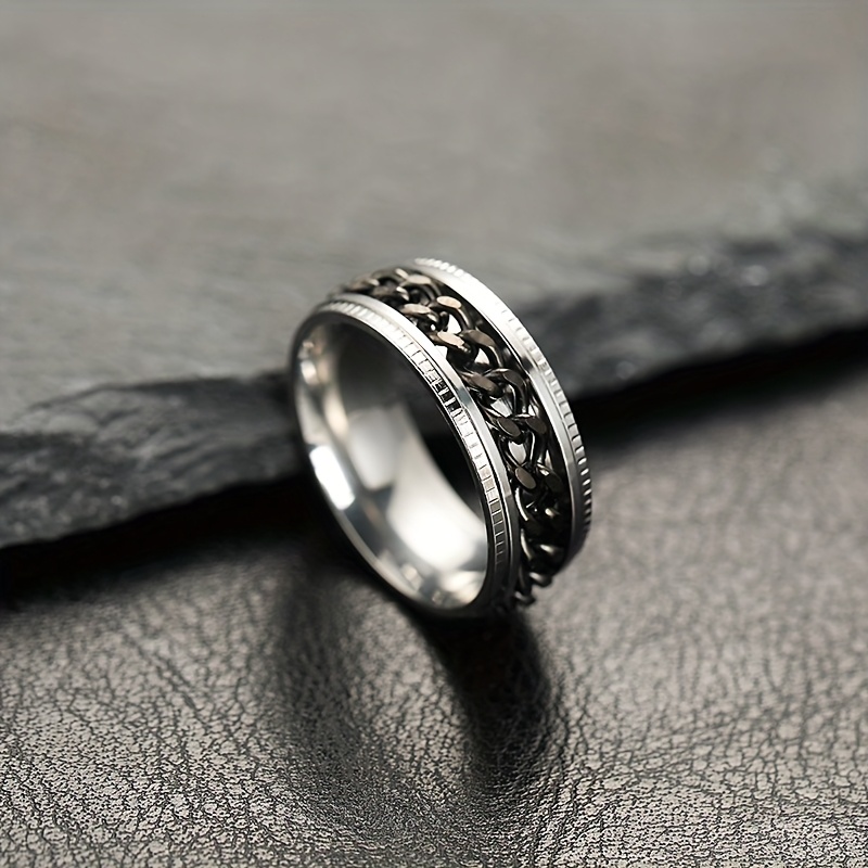 1pc personality style 201 stainless steel rotatable link chain ring 201 titanium 201 stainless steel unisex gift for couples   jewelry suitable for   men and women Product details 5