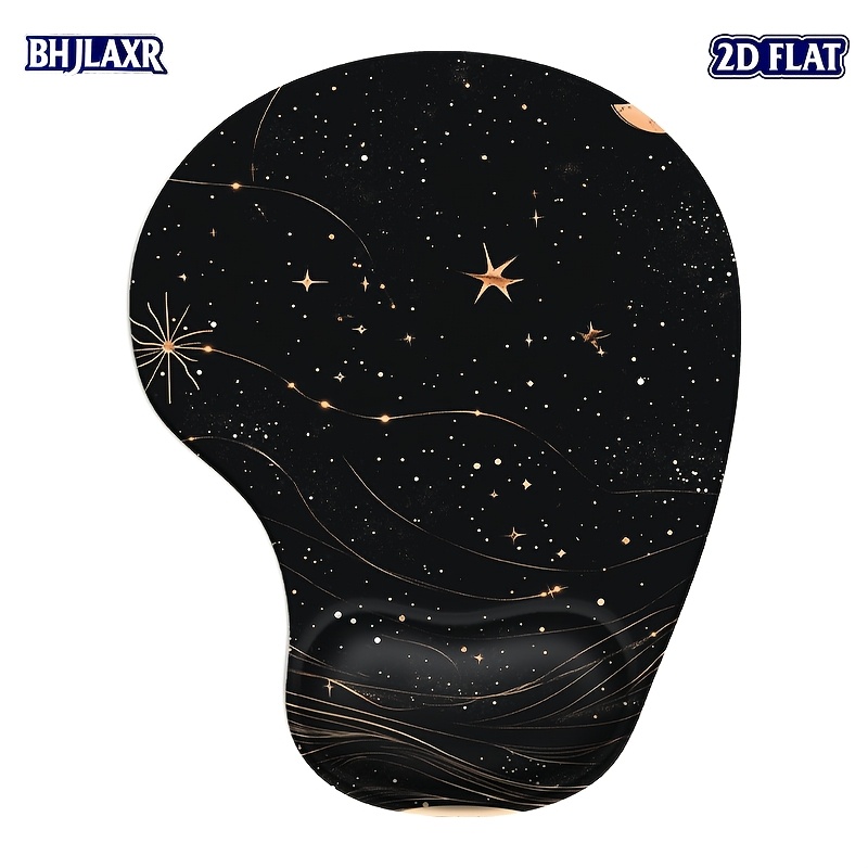 TEMU 2d Flat Starry Sky Pattern Mouse Pad With Wrist Support. This Non-slip Mouse Pad Is Suitable For Gaming, Office Work, And Studying, Making It An