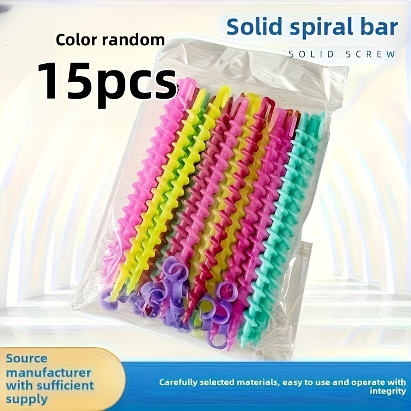 TEMU 15pcs Random Color Spiral Curlers - Home And Curls In Vibrant Pink, Yellow, Blue And Green Perm Rods, Salon Curlers | Additions | Hair Mixed