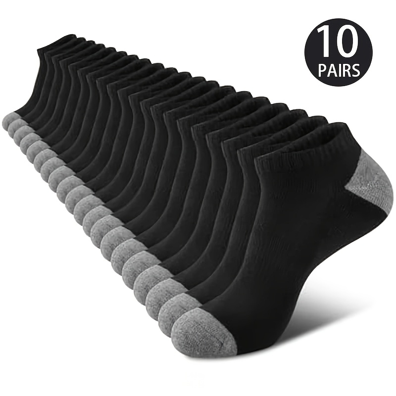 Image of 10 Pairs Of Men's Breathable Mesh Sports Socks-moisture Wicking Elastic Pocket, Classic Solid For Running, Fitness And Outdoor Activities- , Machine Washable Socks Suit