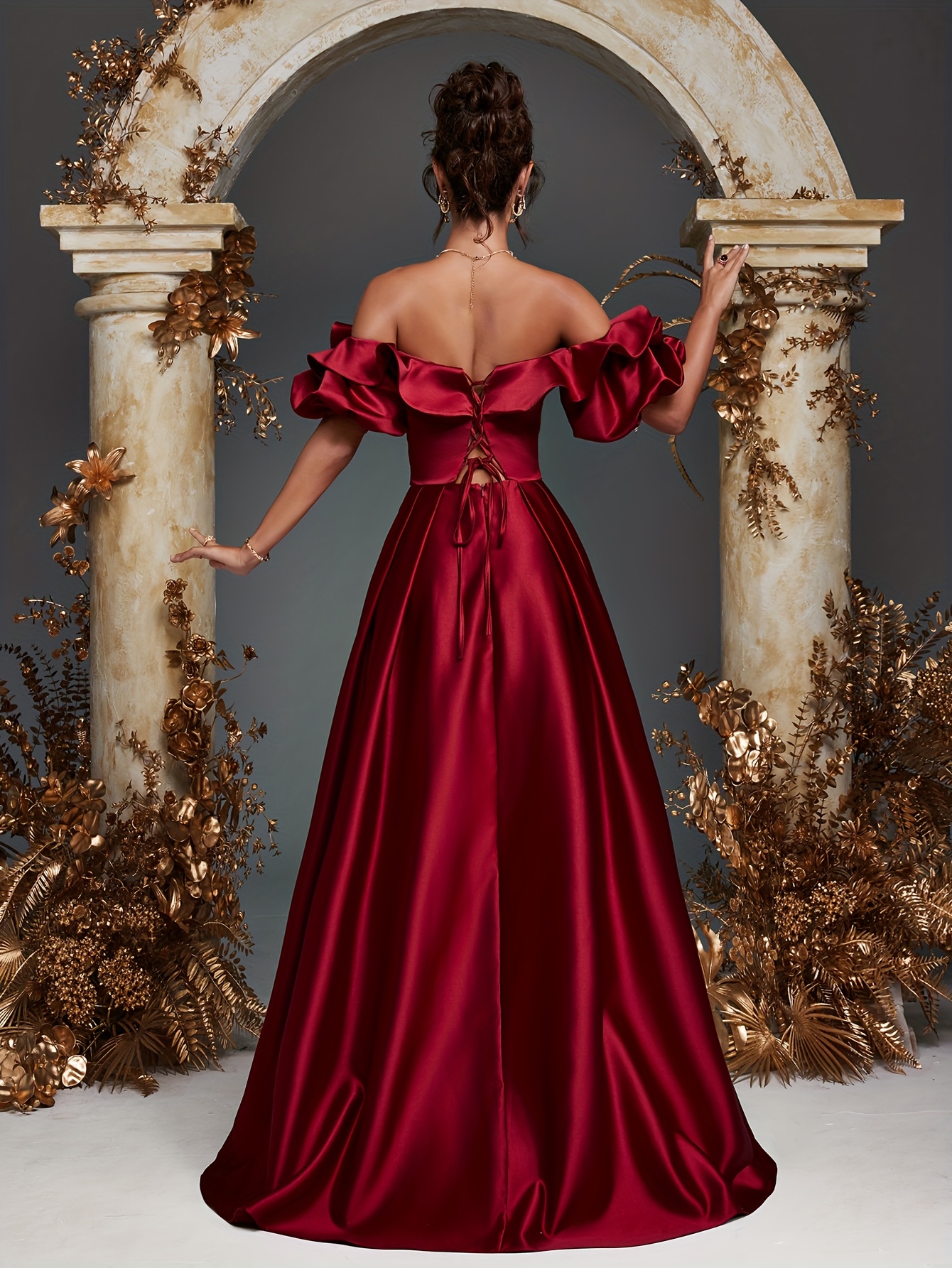 Wedding Guest Red And Gold Evening Dresses Rust Gold Long Velvet Maxi Bridesmaid Dress Wedding Guest –