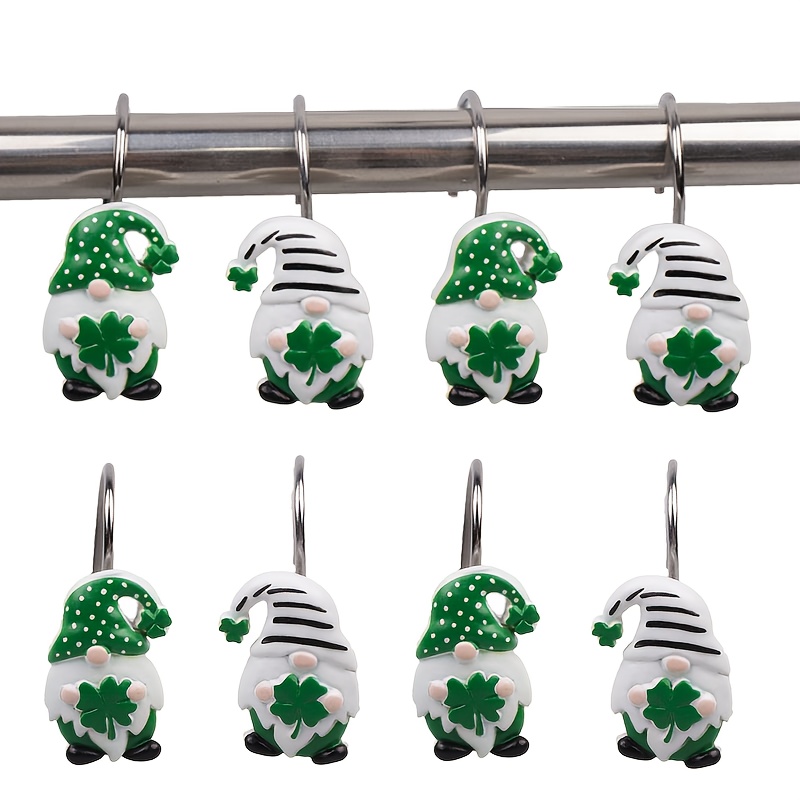 

12pcs 's Day Shower Curtain Hooks - Clover & Design, Decorative Bathroom Accessories