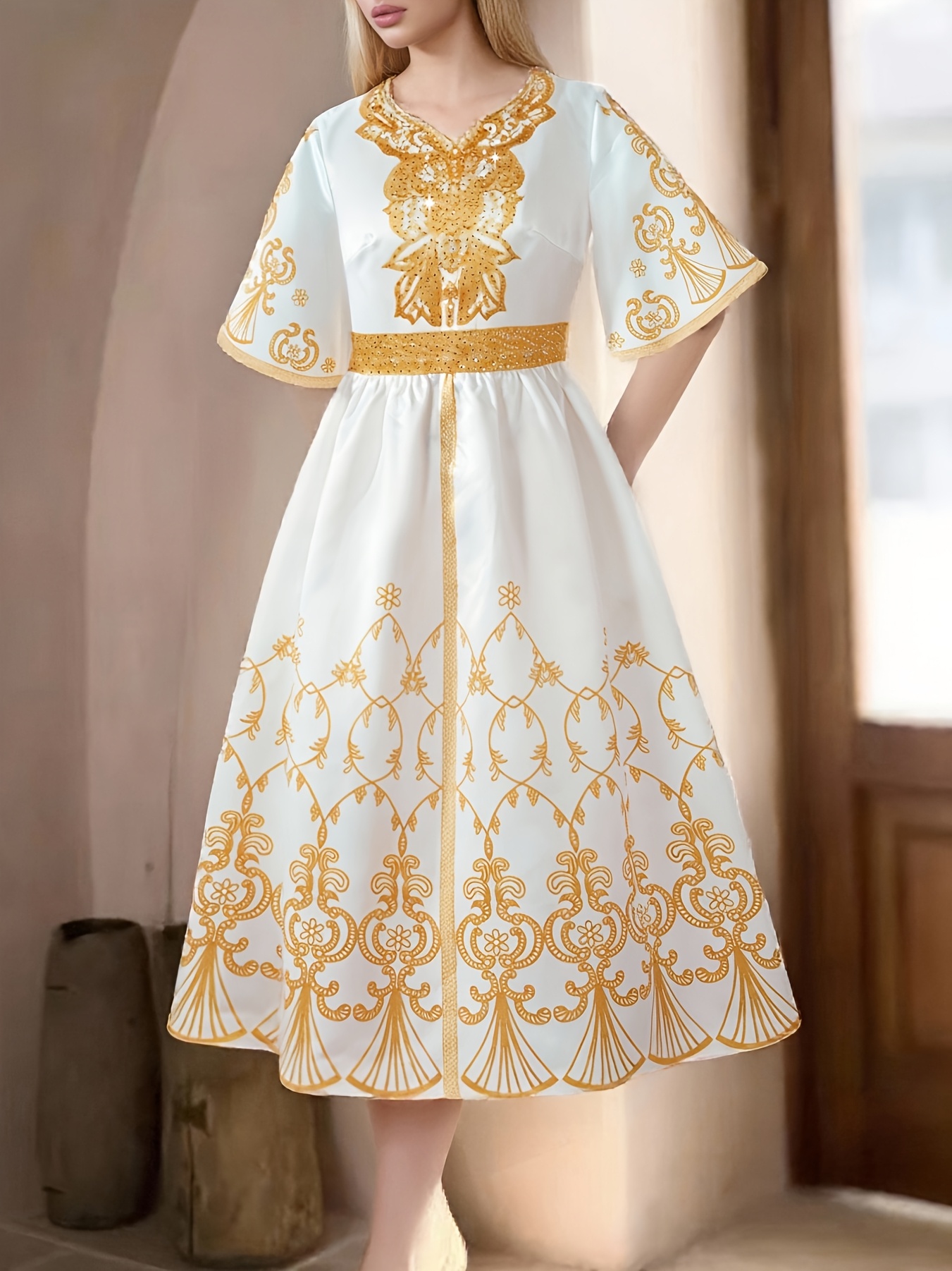 Stylish Dress Gala New Pattern Long Frock Neck Dress Back Side