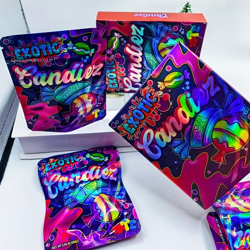 

10 Packs, 5 Boxes Holographic Bags, Resealable Aluminum Foil Bags, 3.5-gram Anti-dirt Plastic Packaging Boxes, Reusable For Display And Gift Packaging.