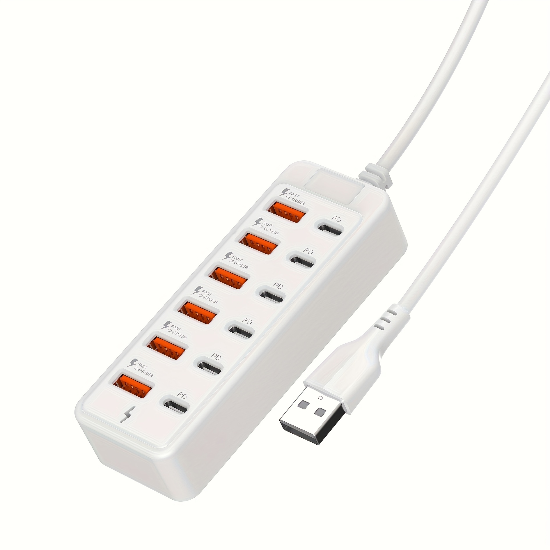 12-Port Usb Fast Charging Station | 6×Type-C Pd + 6×Usb-A Ports, Up To 25W Per Port, Compact Design, High-Speed Charging For Laptops/Tablets/Multiple Devices, Workspace Power Hub For Tech Enthusiasts, Power Board, Usb Charger/Multi-Port Charger, Usb