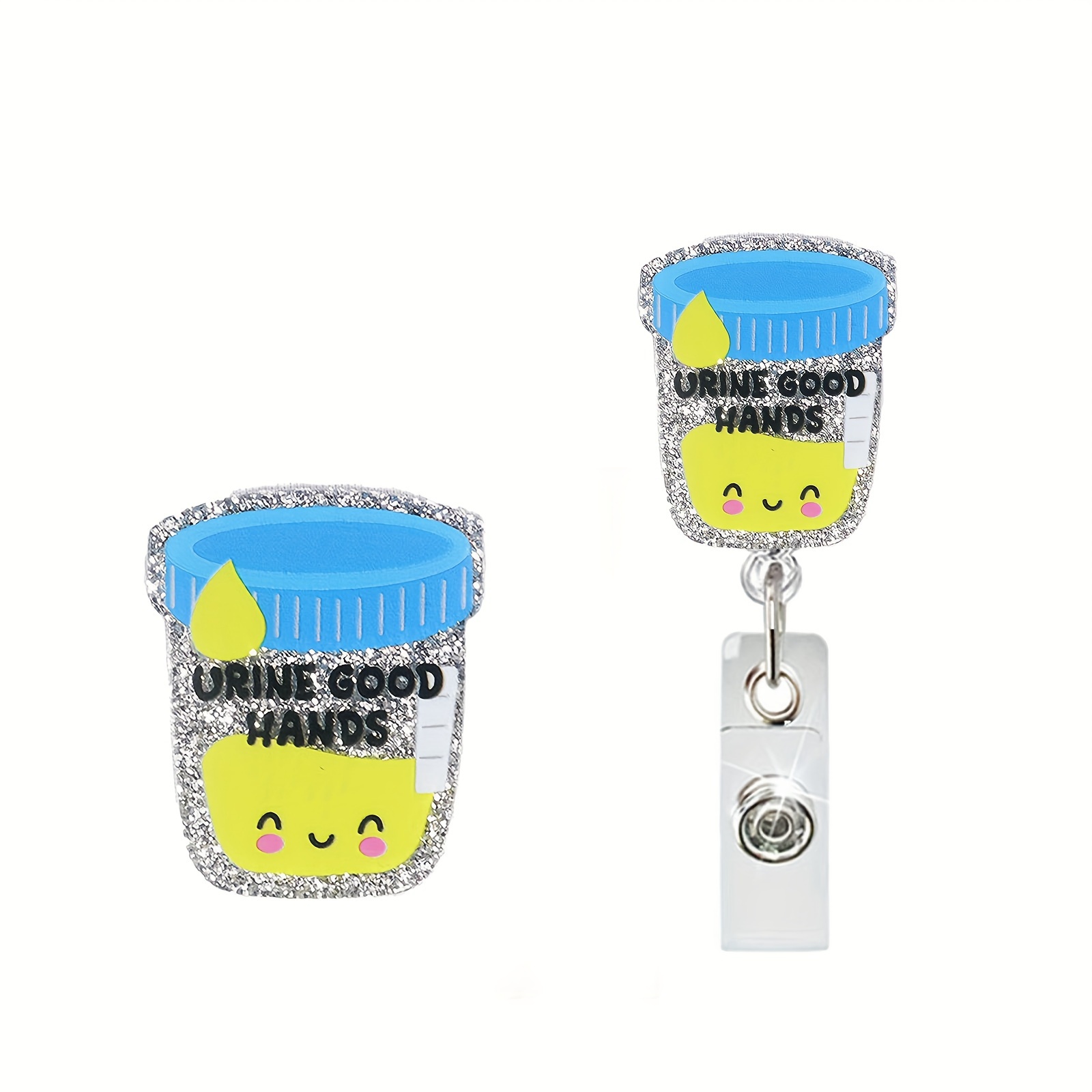 Urine Good Hands Retractable Glitter Badge Reel With Clip, Funny Urine  Specimen ID Card Badge Holder Gift For Nurses Doctors Urology Dialysis Tech  Uro