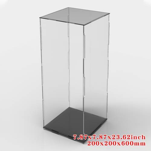 clear acrylic display case box assemble alternative glass case plastic dustproof protection with matte for organizing toys action figures collectibles memorabilia 8x8x24inch 20x20x60cm