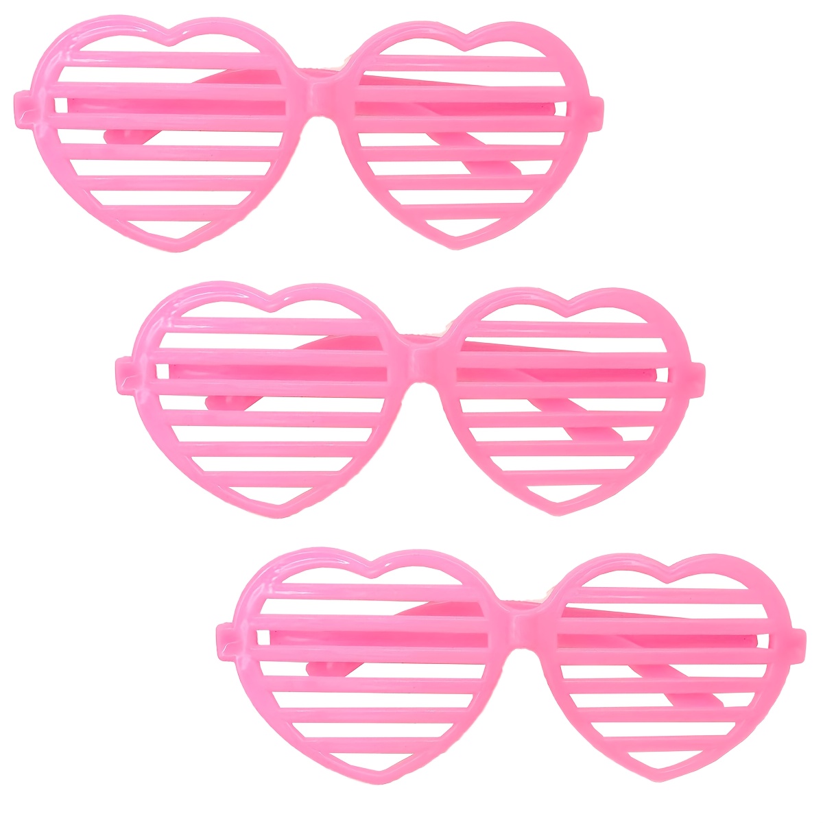 3pcs Multicolor Heart-shaped Blind-style Glasses Set For Birthday Parties, Beach Vacations, And Bestie Afternoon Tea Gatherings - A Fun And Vibrant Accessory Set To Add Sparkle And Decoration