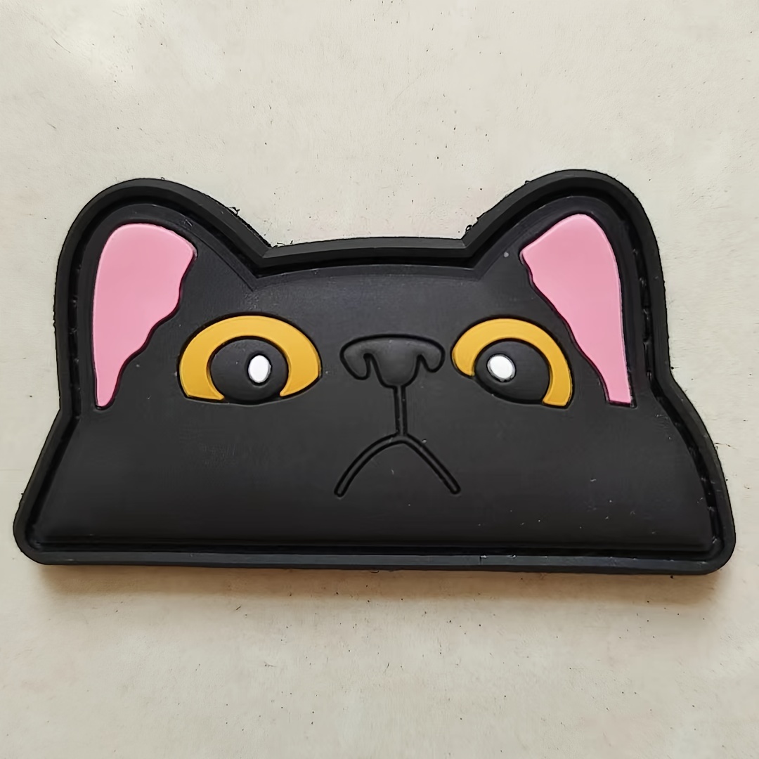 Image of 1pc Pvc Tactical Cat Patches, Animal Emblem Cat Funny Cute Meme Patch Embroidery Applique For Jackets, Jeans, Clothes, Backpacks, Tote Bags