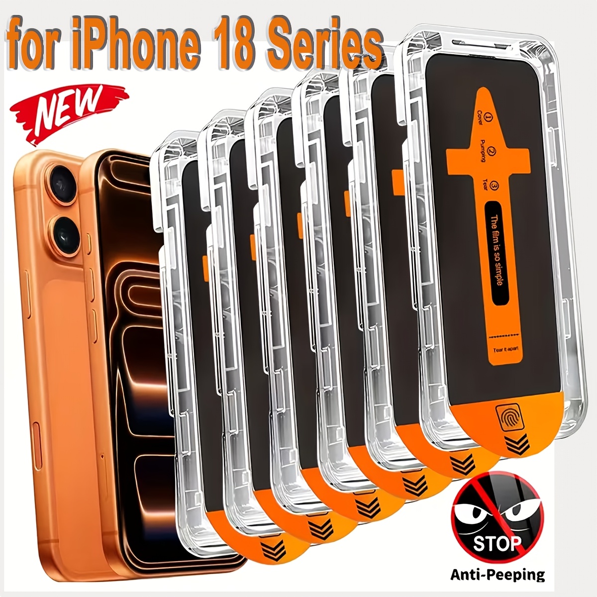 Image of 6pcs Privacy Dust-free Cabin Tempered Glass Screen Protectors For Iphone 18 Pro Max/18 Pro/17 Pro Max/17 Pro/17/16 Pro Max, Anti-scratch, Anti-fingerprint, Suitable For Mobile Phone Case