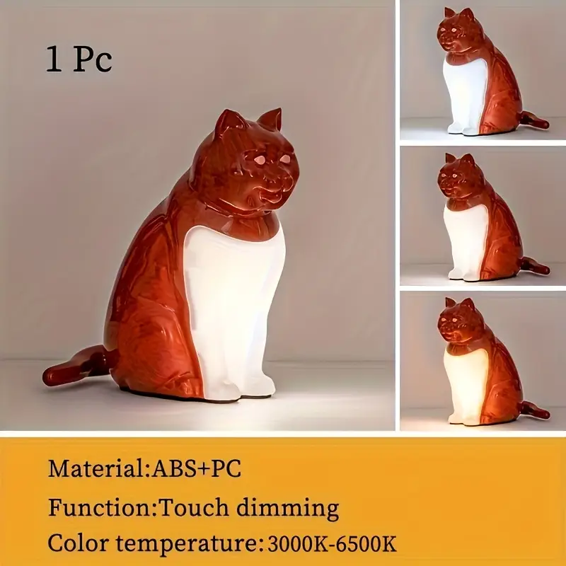 cute cat shaped led table lamp with touch control usb rechargeable 3 color dimmable light for bedroom living room study and dining room gift for christmas and halloween cat decor Product details 3