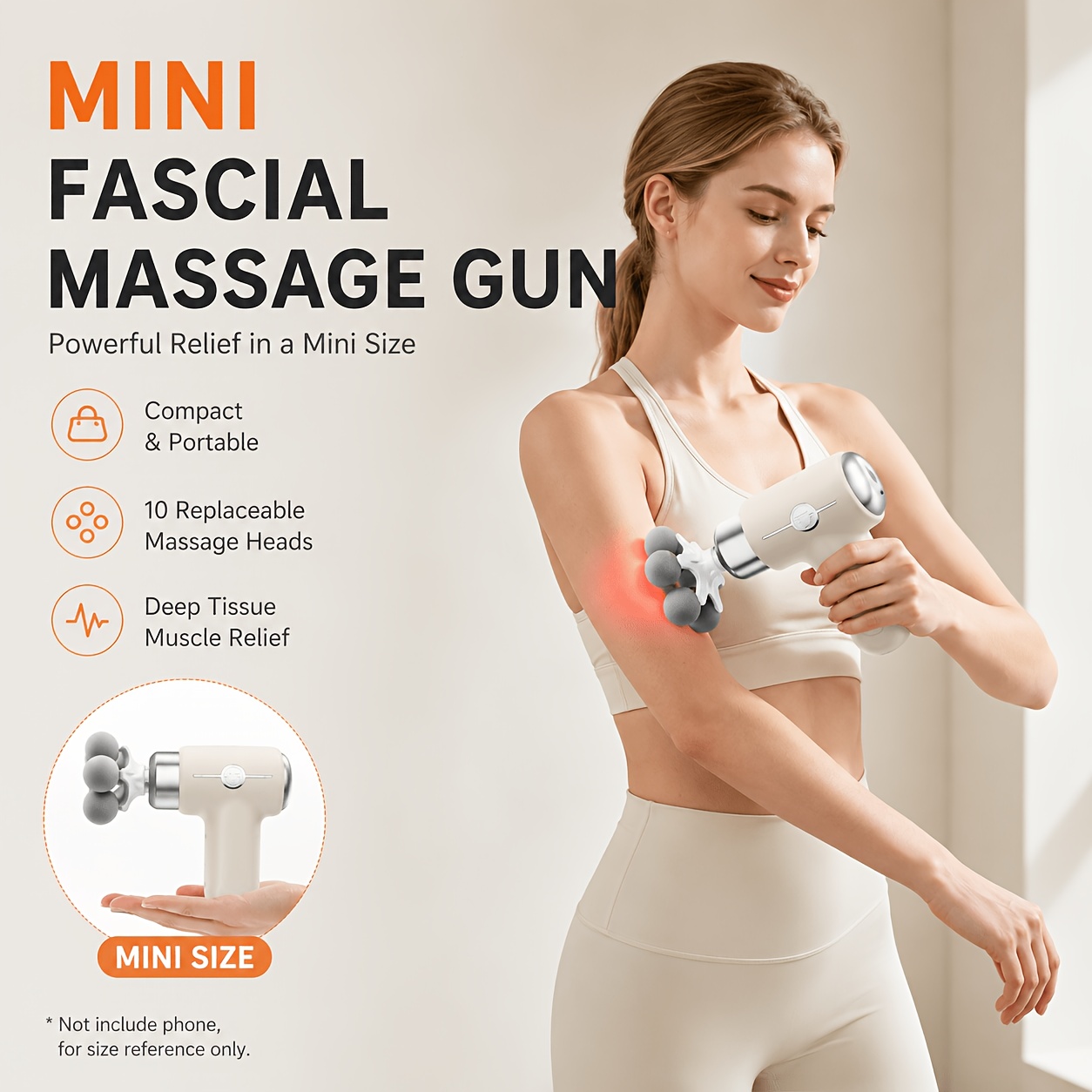 7-Head Rechargeable Massager Gun/10 Interchangeable Heads & USB/Quiet Portable Muscle Massager/Full Body, Ergonomic Back Massager/Travel, Gym, Athletes/Ideal Gift for Muscle