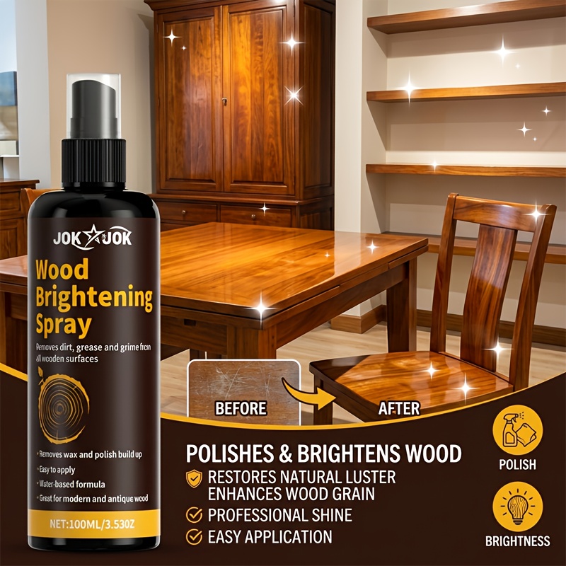 100ml Wood Polish Spray Natural Beeswax - Furniture Cleaner Restorer & For Cabinet Table Floor - Scratch Repair Waterproof Long-lasting Protection - Lemon Scent Polish For Home Room Wooden Surface