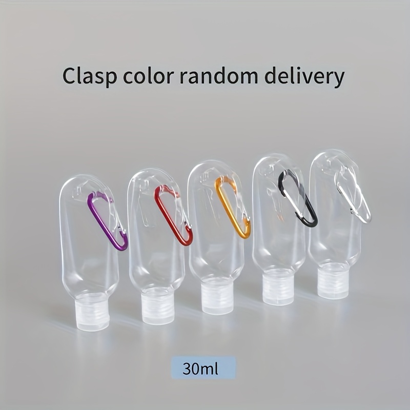 Image of 5pcs Plastic Travel Squeeze Bottles With Keychains, Random Color, 30ml Empty Hand Sanitizer Bottles, Portable Liquid Squeeze Containers For Toiletries, Cosmetics - Leak Proof, Refillable