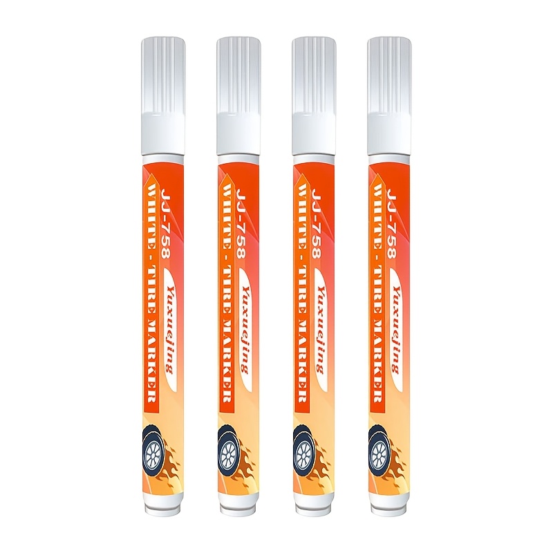 TEMU 4pcs Tire Marker Set: Smooth Ink Flow For Vibrant Coloring. Suitable For Cars, Motorcycles, And Electric Vehicles. Easily Diy Tire Lettering.