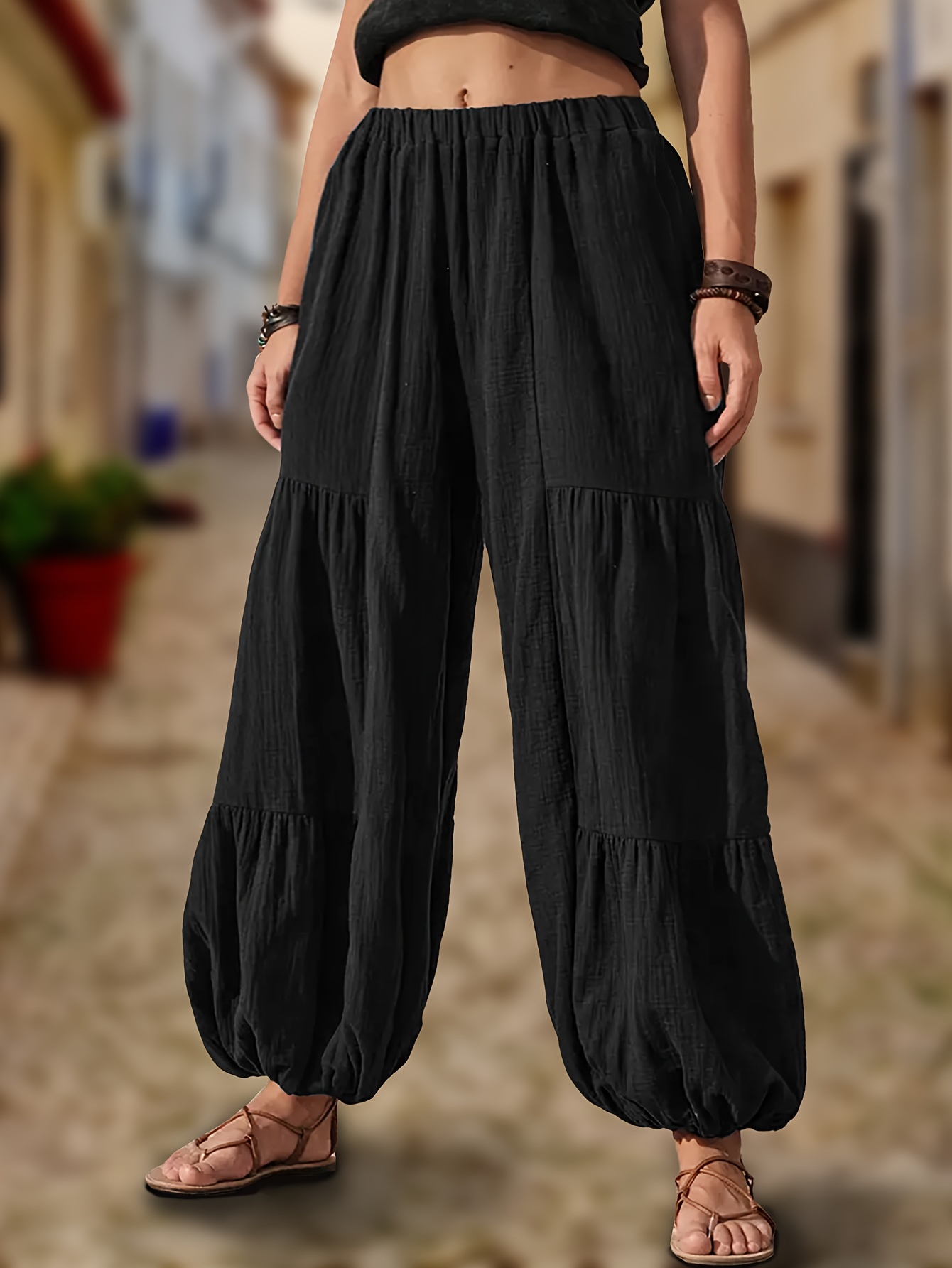 【U LAN】(UNISEX) Damage Balloon Wide Pants 1. 